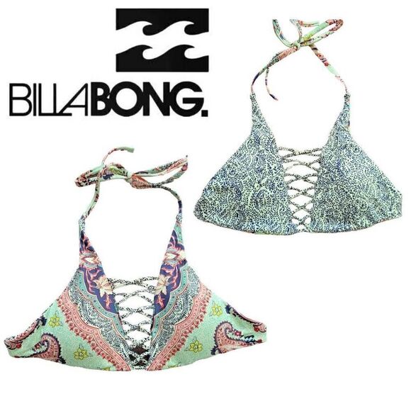 Billabong Luv Lost Reversible Swimwear Top Mossimo Blue Bikini Bottom - Picture 1 of 14